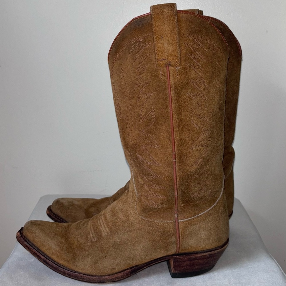 Vintage Women’s Brown Leather Cowboy Boots Handmade in Spain